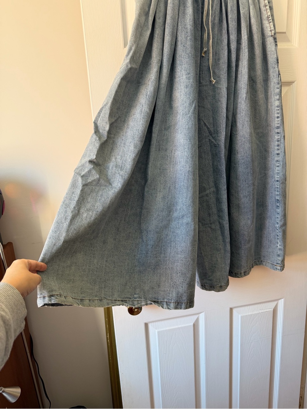 Wide Denim Drawstring Pants - Picture 3 of 5
